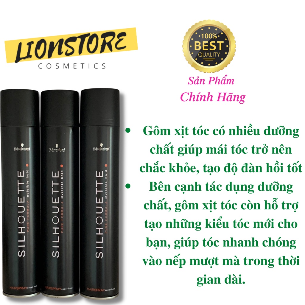 Gôm xịt tóc tạo kiểu giữ nếp nam nữ chính hãng giá rẻ SILHOUETTE 420ml