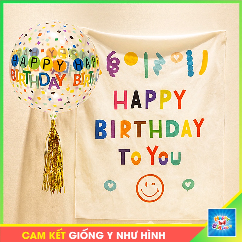 Bóng Jumbo  4D 24 in chữ HPBD trong suốt màu 4D nổi trang trí sinh nhật tổ chức tiệc