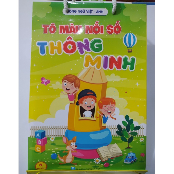 Bộ 8 cuốn Tô màu nối số thông minh cho bé 3-6 tuổi - Song ngữ - Phát triển trí tuệ