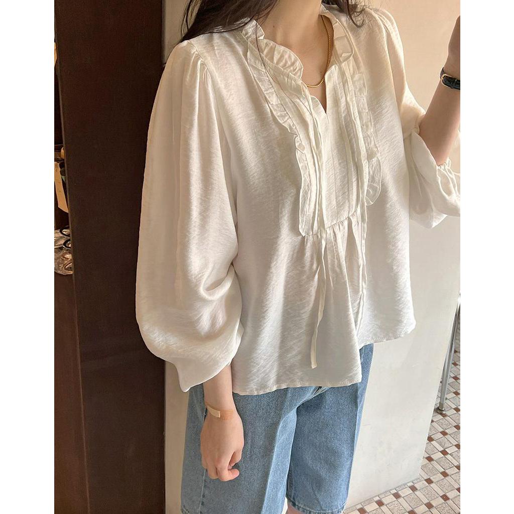 Áo Sơ Mi Cột Dây Dáng Rộng Dài Tay Thời Trang Cá Tính 60676