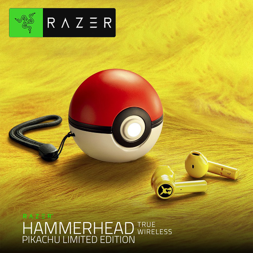 Original Razer x Pokemon Hammerhead True Wireless Earbuds Pikachu Limited Edition Super Cute Earphone Bluetooth 5.0 Tai nghe không dây đích thực Touch Control Headphone