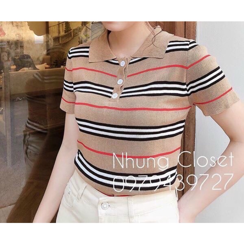 ÁO LEN KẺ B..B.R CỔ BẺ HÀNG QUẢNG CHÂU