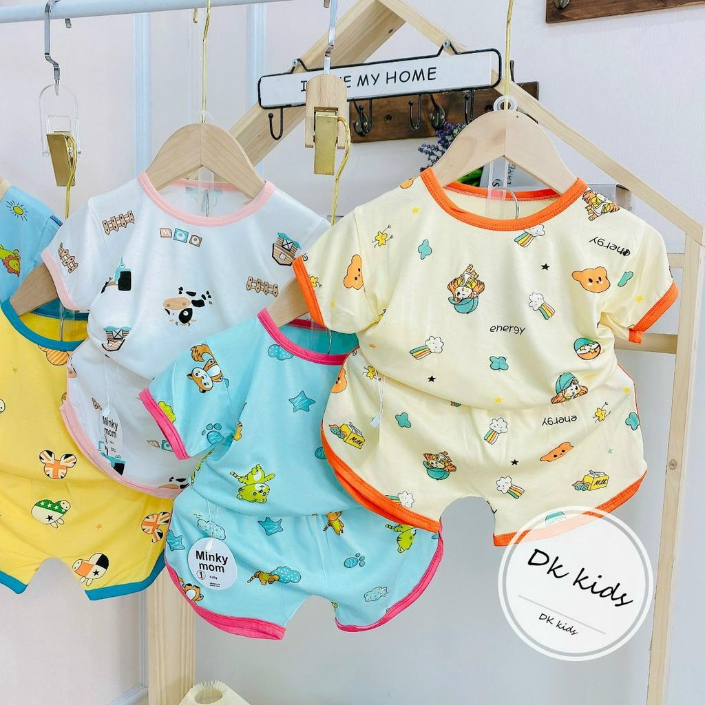 Bộ cộc tay cho bé trai gái MINKYMOM, Bộ quần áo trẻ em chất vải thun lạnh co dãn 4 chiều cực mát dễ thấm mồ hôi