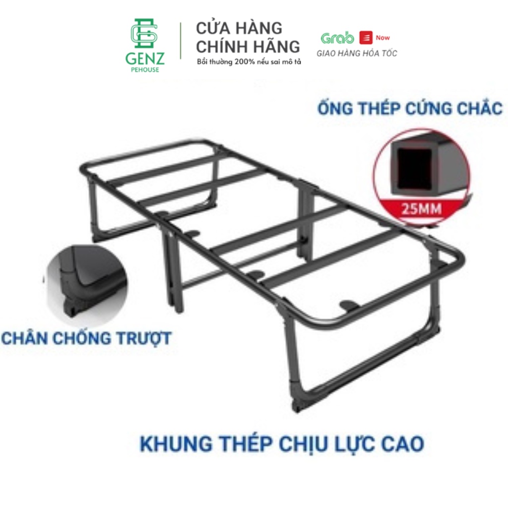 Giường Gấp Văn Phòng Gấp Gọn Đa Năng Cao Cấp Giường Xếp Thông Minh Có Bánh Xe Di Chuyển và Đệm Khung Thép Sơn Tĩnh Điện