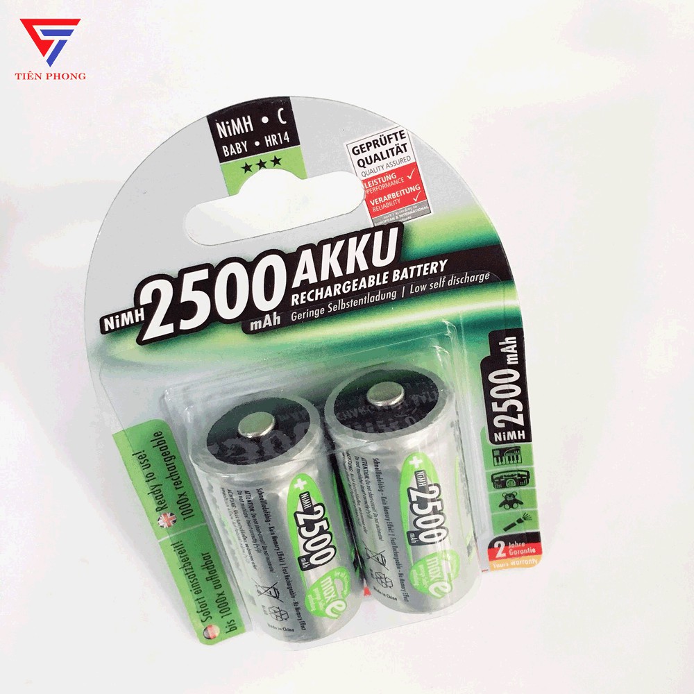Pin sạc Trung C 2500mAh Ansmann chính hãng - Vỉ 2 viên