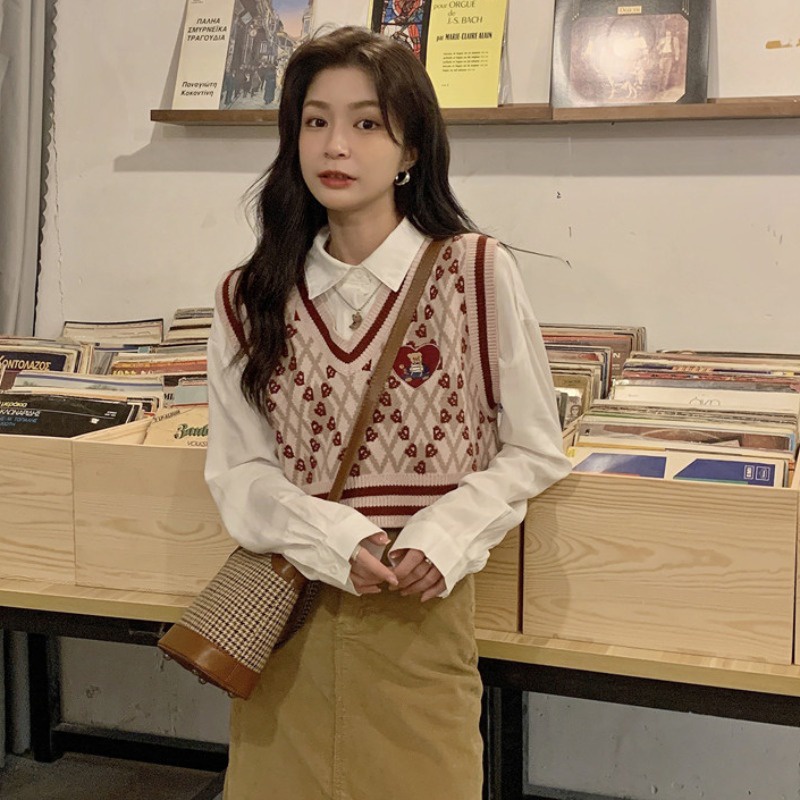 Porozi  Áo len không tay cổ chữ V thời trang Hàn Quốc