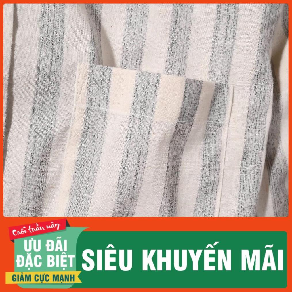 [Siêu rẻ] Áo Somi Vải Linen Sọc Xanh