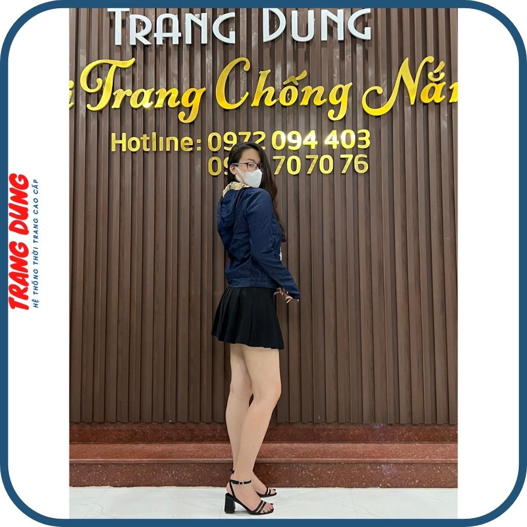 Áo khoác chống nắng vải bò jean 2 lớp cao cấp, lớp trong vải lanh nhung mềm mại, thấm hút mồ hôi.-Tặng Khẩu trang cotton