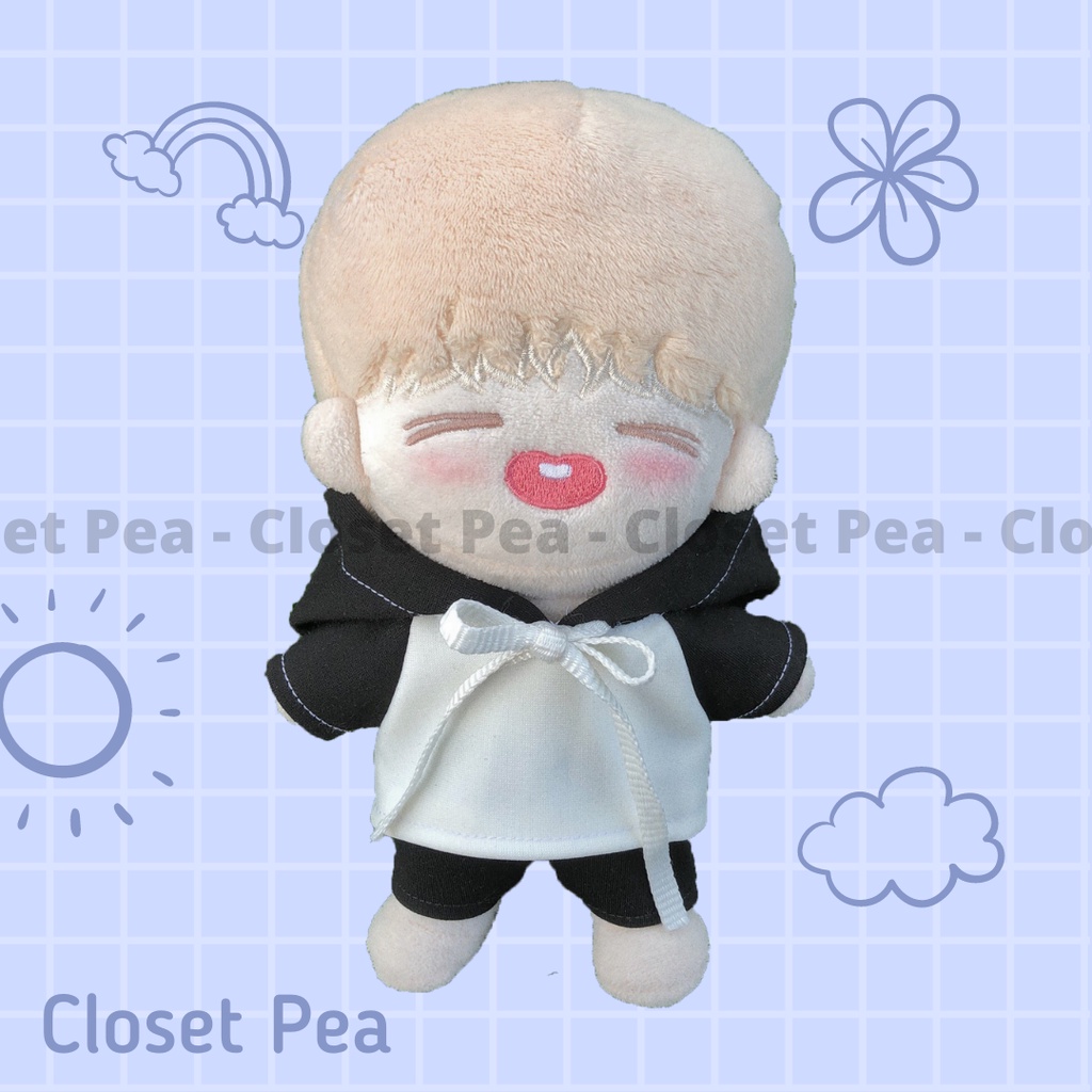 Áo hoodie  trắng đen dành cho doll 15cm 20cm