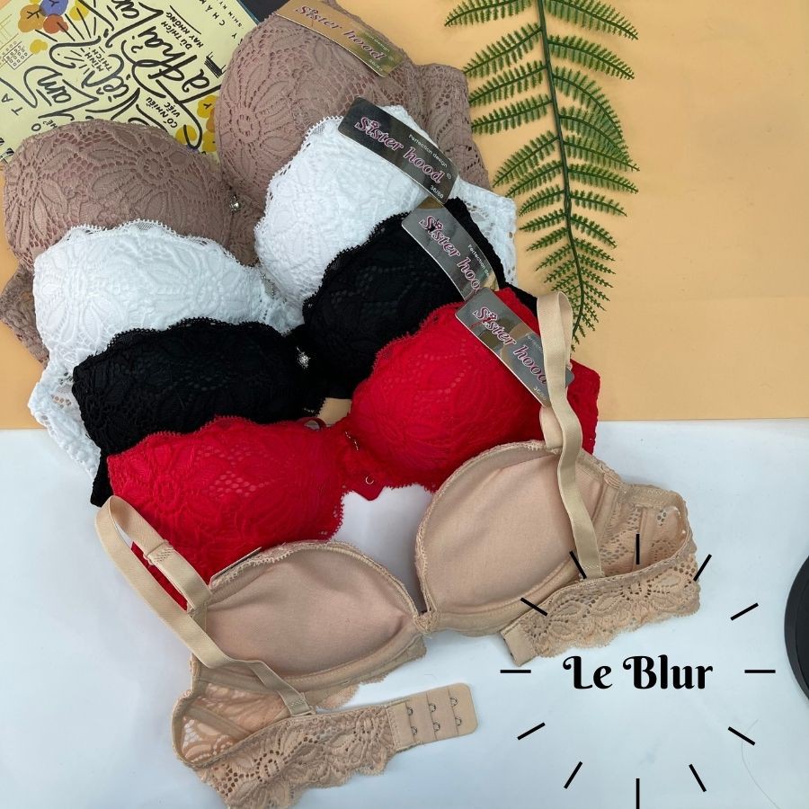 Áo ngực nữ nâng đẩy 4cm, áo lót mút mềm, nội y có gọng Thái Lan ren Sisterhood 2055, Leblur