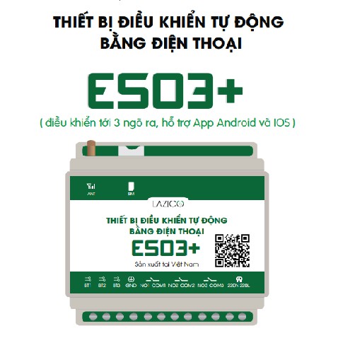 ES03-Thiết Bị Điều Khiển Thiết Bị Bằng Điện Thoại 3 Cổng Độc Lập, 1 Bơm 3 van Từ