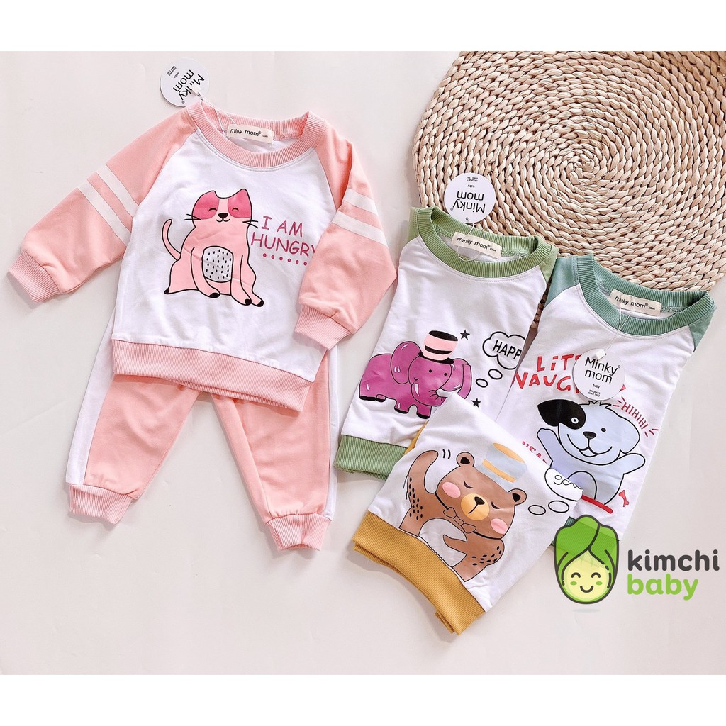 Bộ Nỉ Da Cá Minky Mom Họa Tiết Động Vật Dễ Thương Chính Hãng Túi Zip Cho Bé Trai Bé Gái MKM27