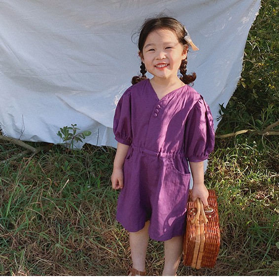 Jumsuit Cotton Mát Mẻ Kiểu Hàn Quốc Cho Bé Gái