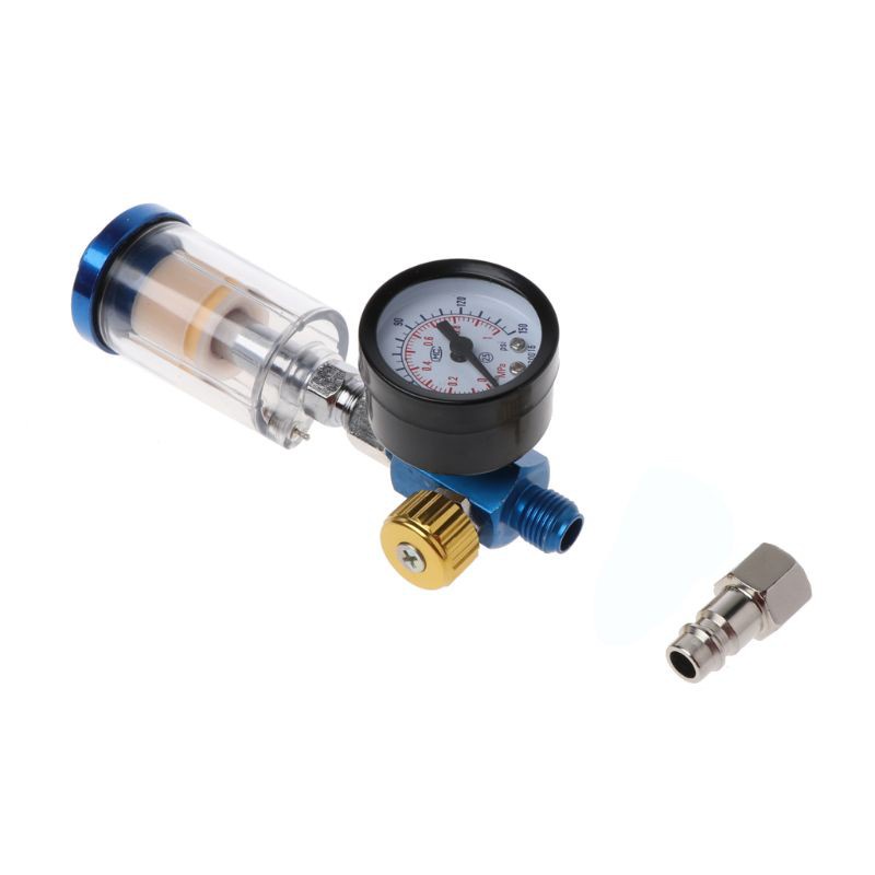 SUN Air Pressure Regulator Gauge Spray Gun In-Line Water Oil Trap Filter Separator Kit Tools