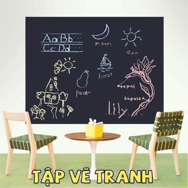 Giấy Dán Tường Dạng Bảng Đen Viết Phấn Tiện Dụng Có Màu Xanh Lá Size 45x200cm Decal Dán Tường Thông Minh