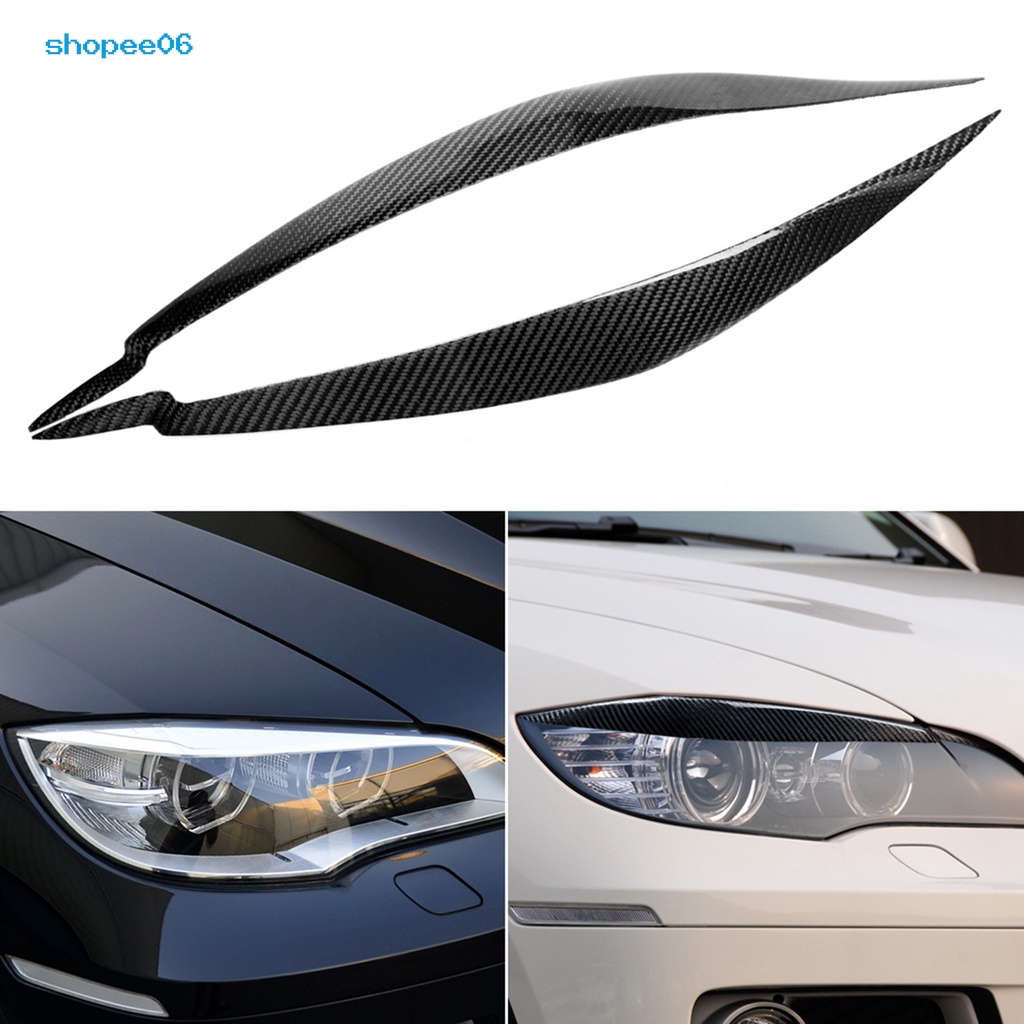 Set 2 Miếng Dán Viền Đèn Pha Bằng Sợi Carbon Cho Xe Hơi BMW E71 X6 2008-2014