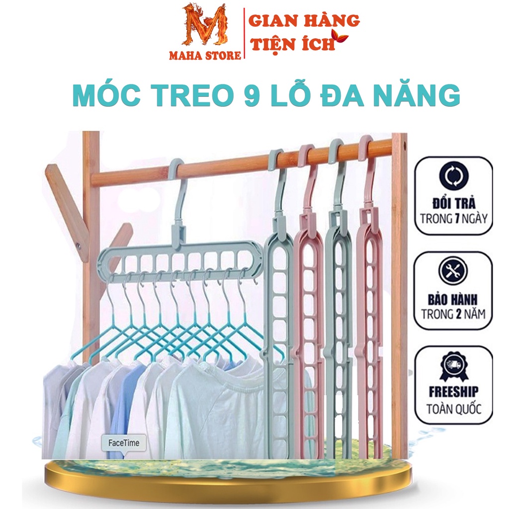 [FRESHIP] Móc treo quần áo -đa năng 9 lỗ tiết kiệm diện tích, thông minh, nhỏ gọn xoay gấp gọn M9T01