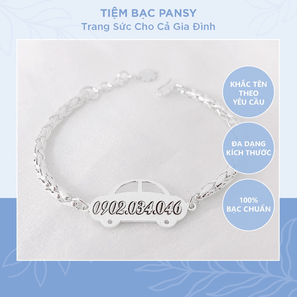 Vòng lắc bạc cho bé trai hình oto dễ thương - Lắc bạc khắc tên cho bé đeo tay, đeo chân đều được