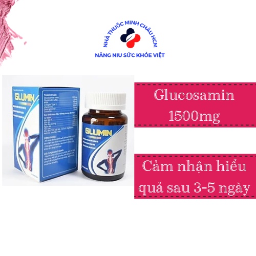 Glucosamine viên uống Glumin chứa glucosamin 1500mg giảm đau nhức xương khớp