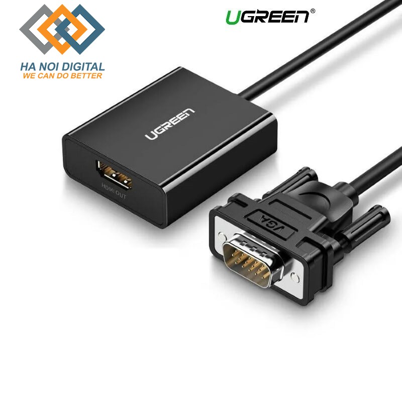 Cáp chuyển VGA to HDMI tích hợp Audio hỗ trợ Full HD Ugreen 60814 - Hàng Chính Hãng Bảo Hành 18 Tháng