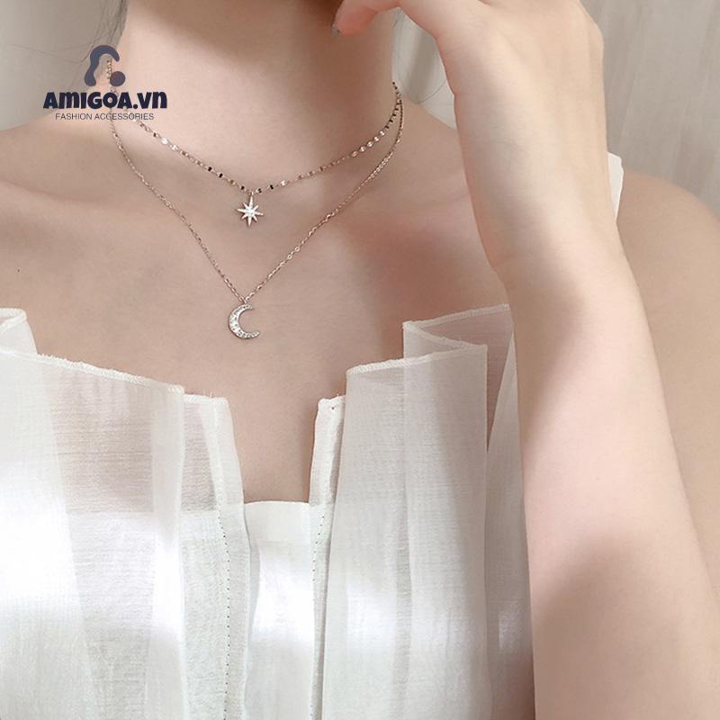 ✨✨Vòng cổ Mặt Trăng Và Ngôi Sao Đính Đá Thời Trang Cho Nữ