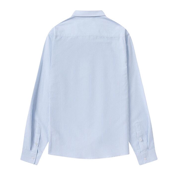 Áo sơ mi tay dài kẻ sọc thêu hình trái tim thời trang cho cặp đôi