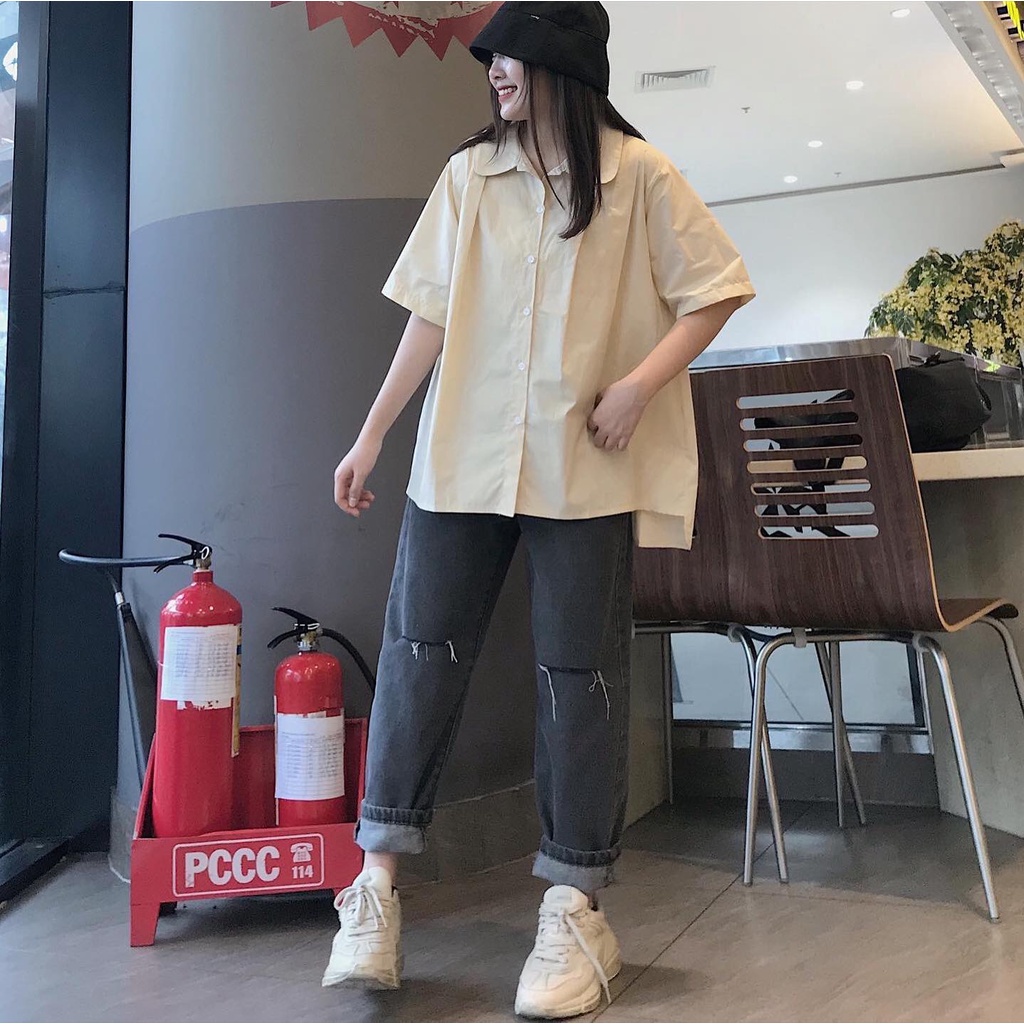 Quần Jean Ống Rộng Rách Gối JEM CLOSET Quần Bò Nữ Ống Đứng SEN Form Baggy Phong Cách Hàn Dễ Phối Đồ Lên Dáng Xinh 2163