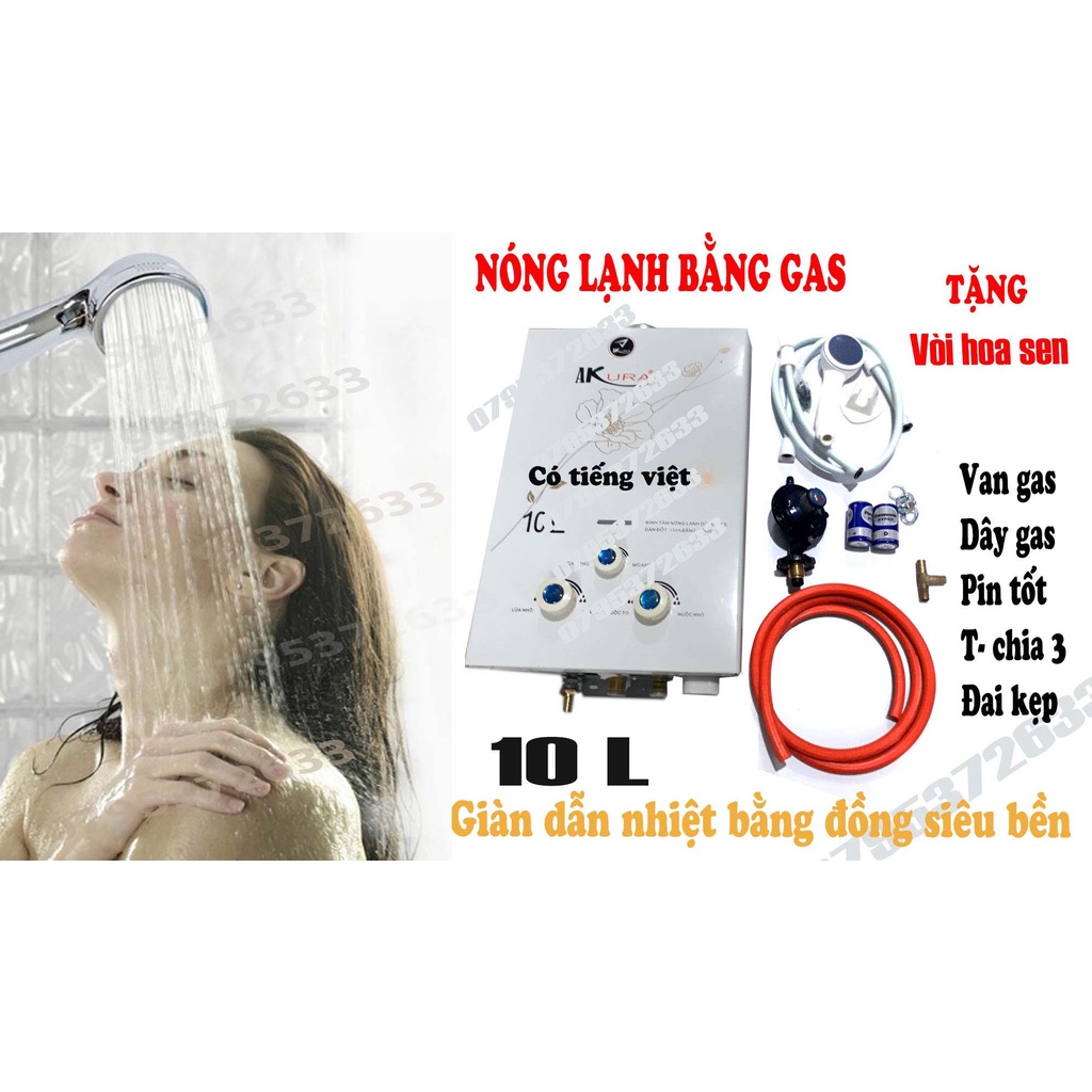 Công suất lớn 10 lít - Bình nóng lạnh bằng gas