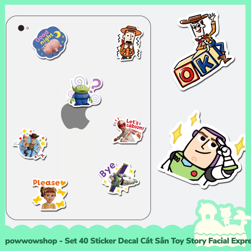 [Sẵn VN - Hỏa Tốc] Set 40 Sticker Mini Decal Dán Trang Trí Vật Dụng Mẫu Câu Truyện Đồ Chơi Toy Story Special Facial