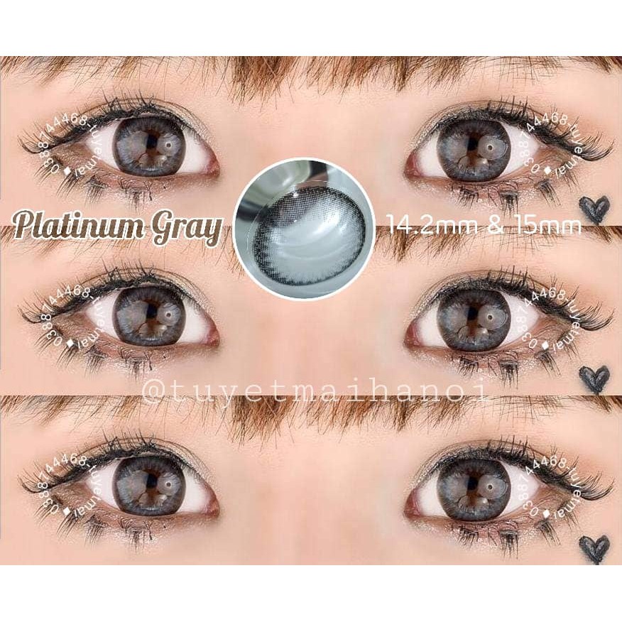 Kính Áp Tròng Màu Xám Đen Siêu Êm Siêu Mềm Platinum Gray 14.2mm 0 Độ - Lens Hàn Quốc Chính Hãng Vassen Sexy Me