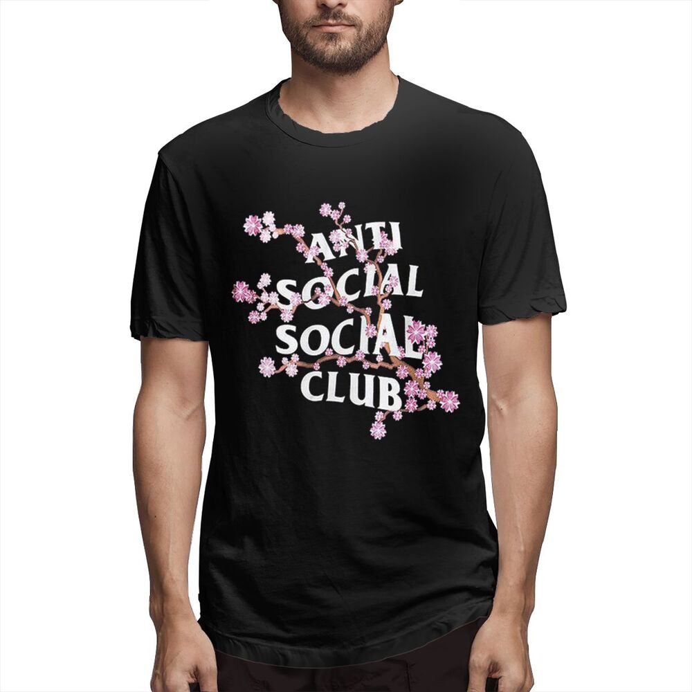 WEIJIE Anti Social Social Club Assc Cherry Bloss Floral Heavy Metal Rock And Roll sports cottton Men T Shirt Birthday Gift