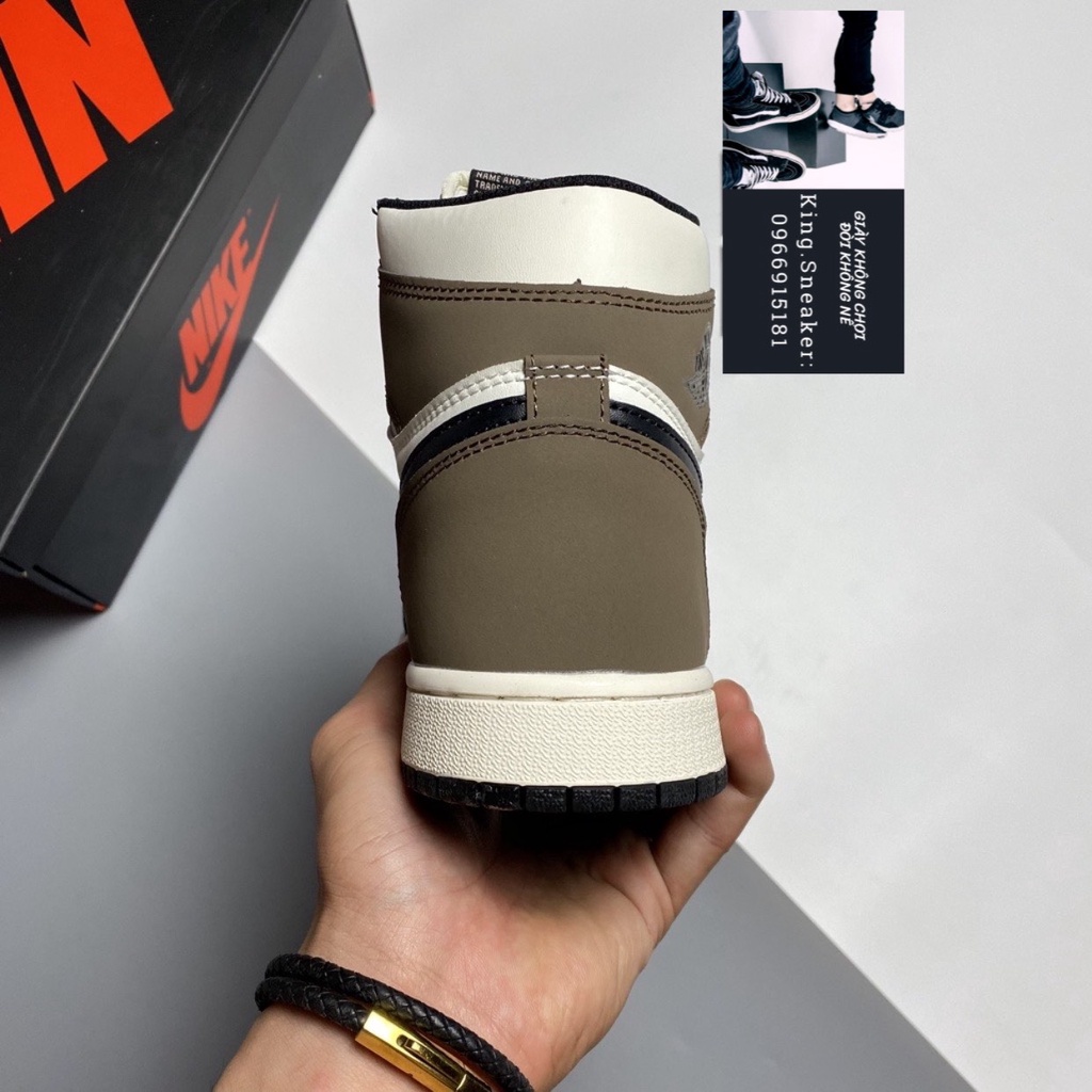 Giày Jordan 1 High Mocha, JD1 cổ cao trắng nâu, bản chuẩn tặng box bảo vệ