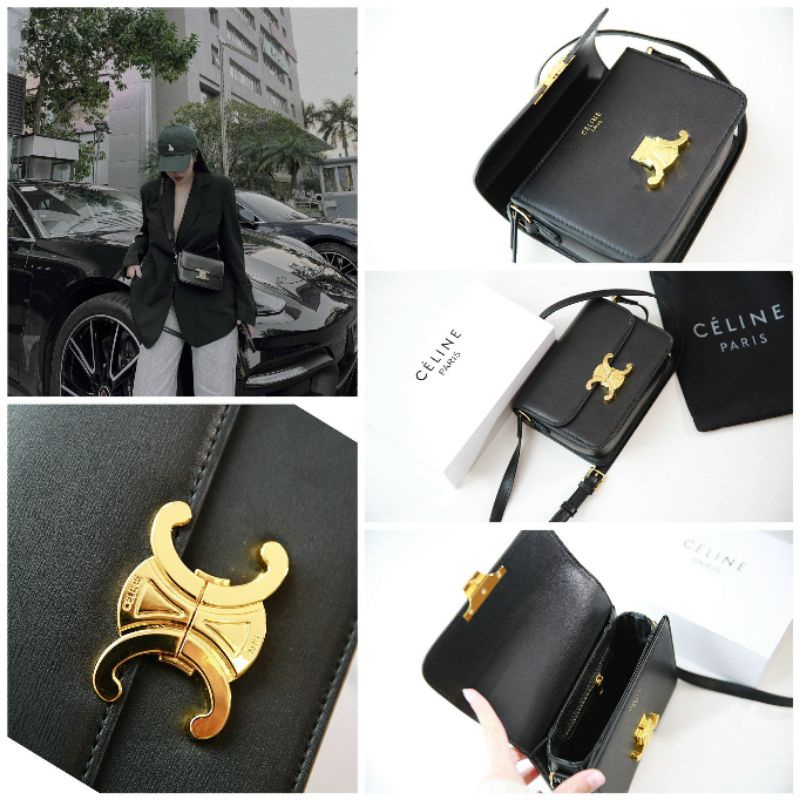 Túi chéo nữ C.E TRIOMPHE sz19cm da xước kiểu dáng sang chảnh fullbox nam châm