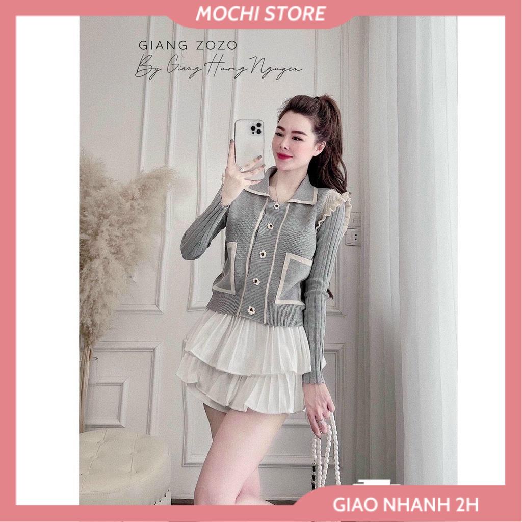 Áo Khoác Cardigan Cổ Bẻ, Áo Len Xám Ghi Bèo Vai Phối Túi Đính Nút Hoa Cúc Hàng Quảng Châu Cao Cấp Siêu Đẹp. | BigBuy360 - bigbuy360.vn