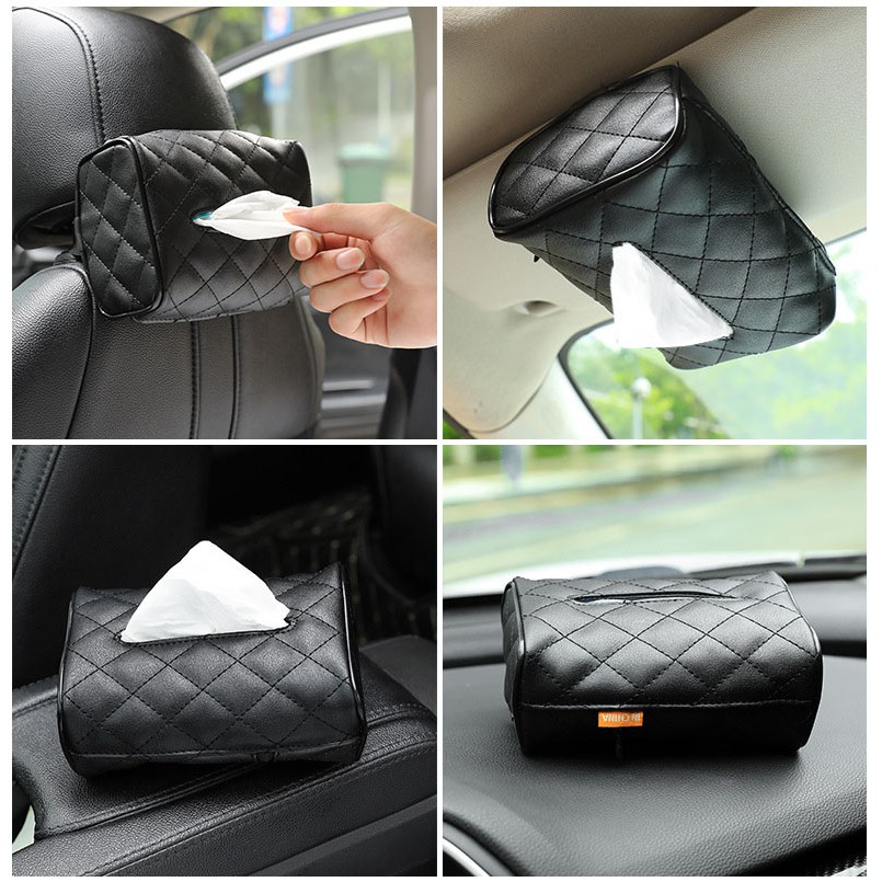 Hộp Đựng Khăn Giấy Bằng Da Pu Tiện Dụng Cho Xe Hơi Giá Đỡ