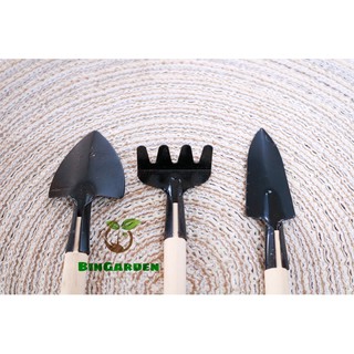 Bộ 3 dụng cụ làm vườn cán gỗ mini