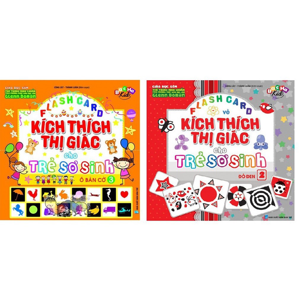 FLASH CARD kích thích thị giác trẻ sơ sinh ô bàn cờ, đỏ đen