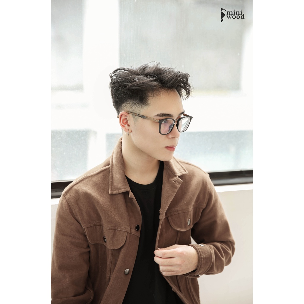 Kính gỗ gọng vuông full  MINIWOOD chính hãng thời trang nam nữ cá tính, phong cách Hàn Quốc năng động
