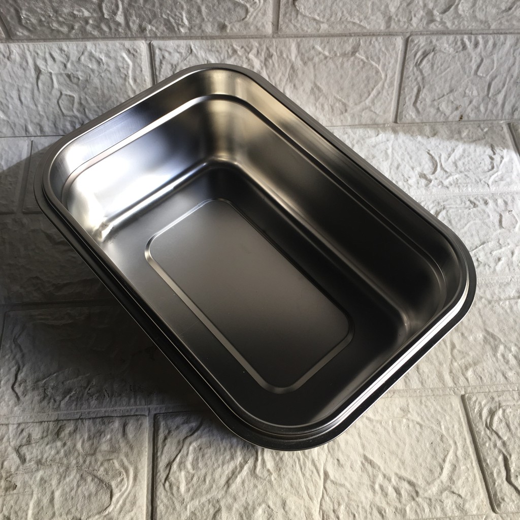 Khay inox đựng thực phẩm lưu trữ kho đông lạnh, có nắp. Dung tích từ 600ml -7000ml | BigBuy360 - bigbuy360.vn