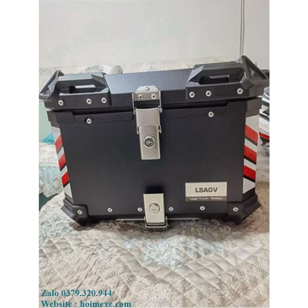 Thùng Top Box Màu Đen Nhôm 43L Sau Xe Máy, Xe Motor.