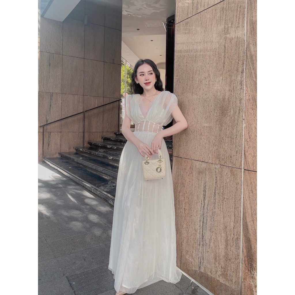 [Maxi] Đầm maxi phối lưới 4 màu - Maxi ngọc lan