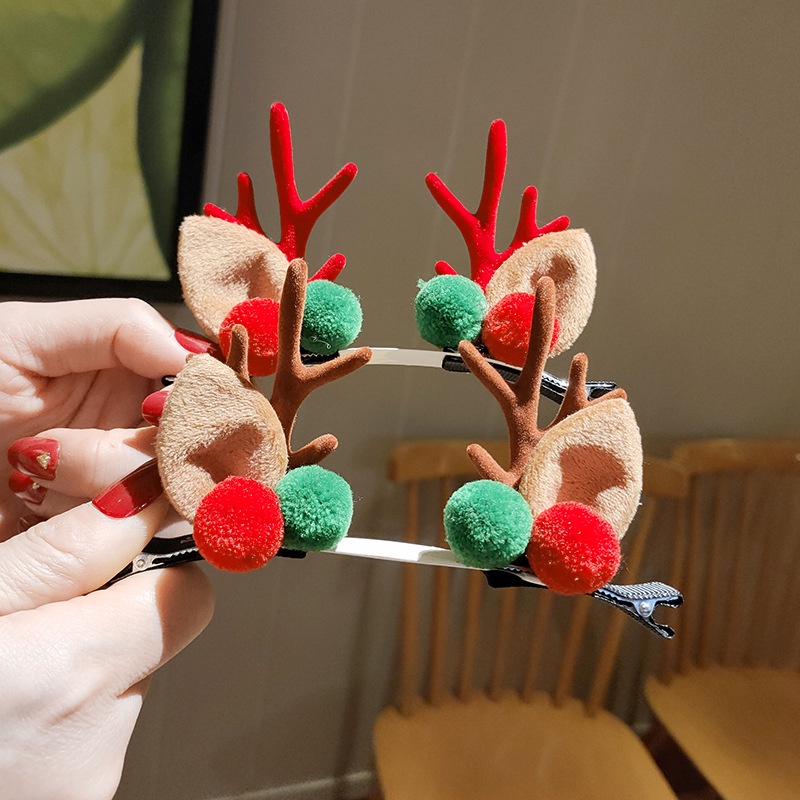 Bộ kẹp tóc hình sừng tuần lộc dễ thương cho bé gái