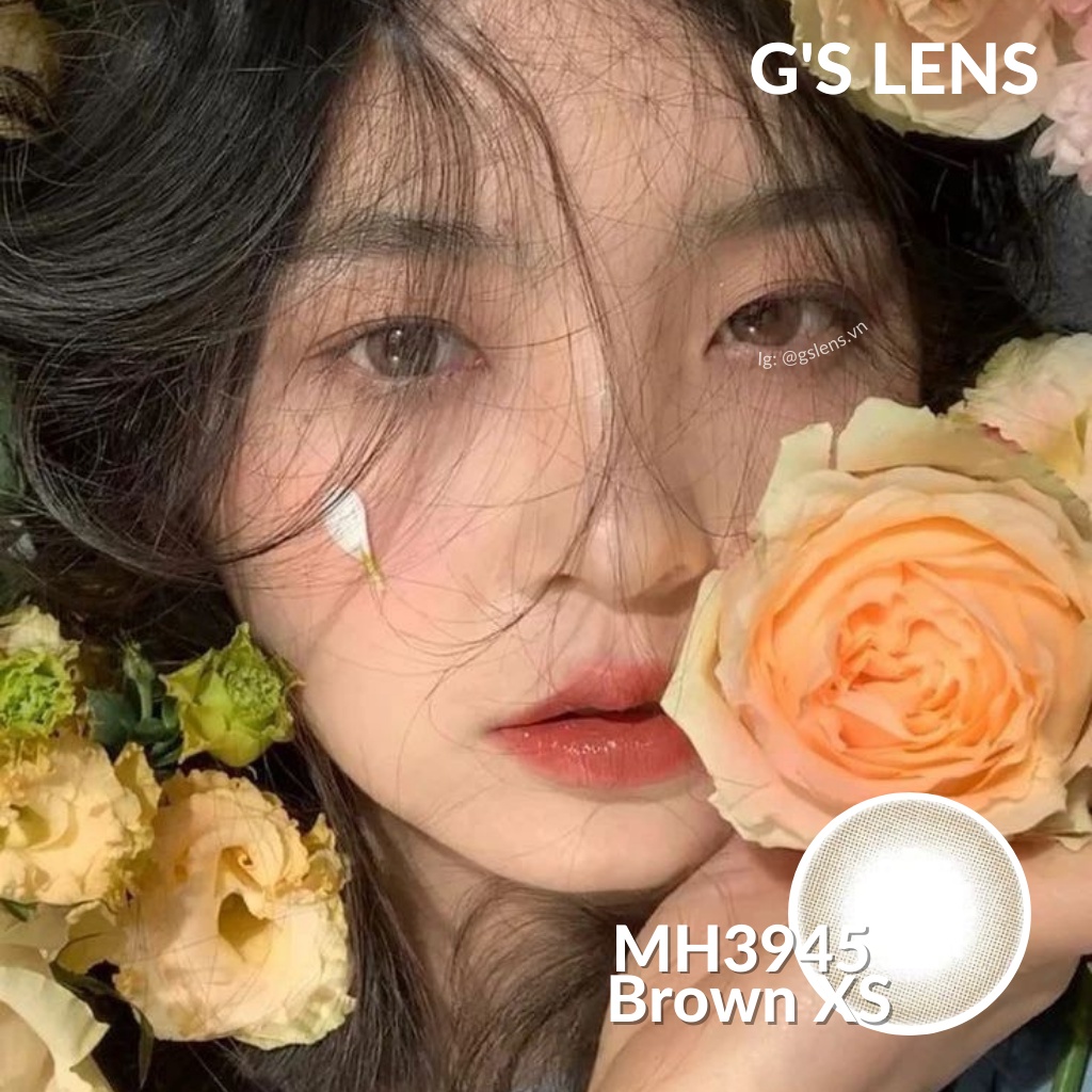 Kính Áp Tròng MH3945 Brown Trong Trẻo Tự Nhiên Không Giãn Size XS Có 0-6 Độ Cận (Lens Nâu Tự Nhiên))