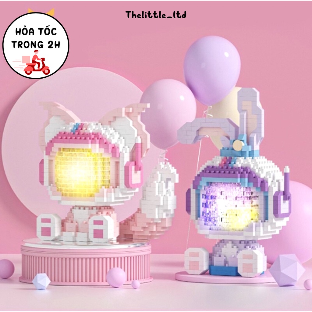 Mô hình lắp ráp phi hành gia hình con thỏ đáng yêu 3D dành cho bé sáng tạo có đèn