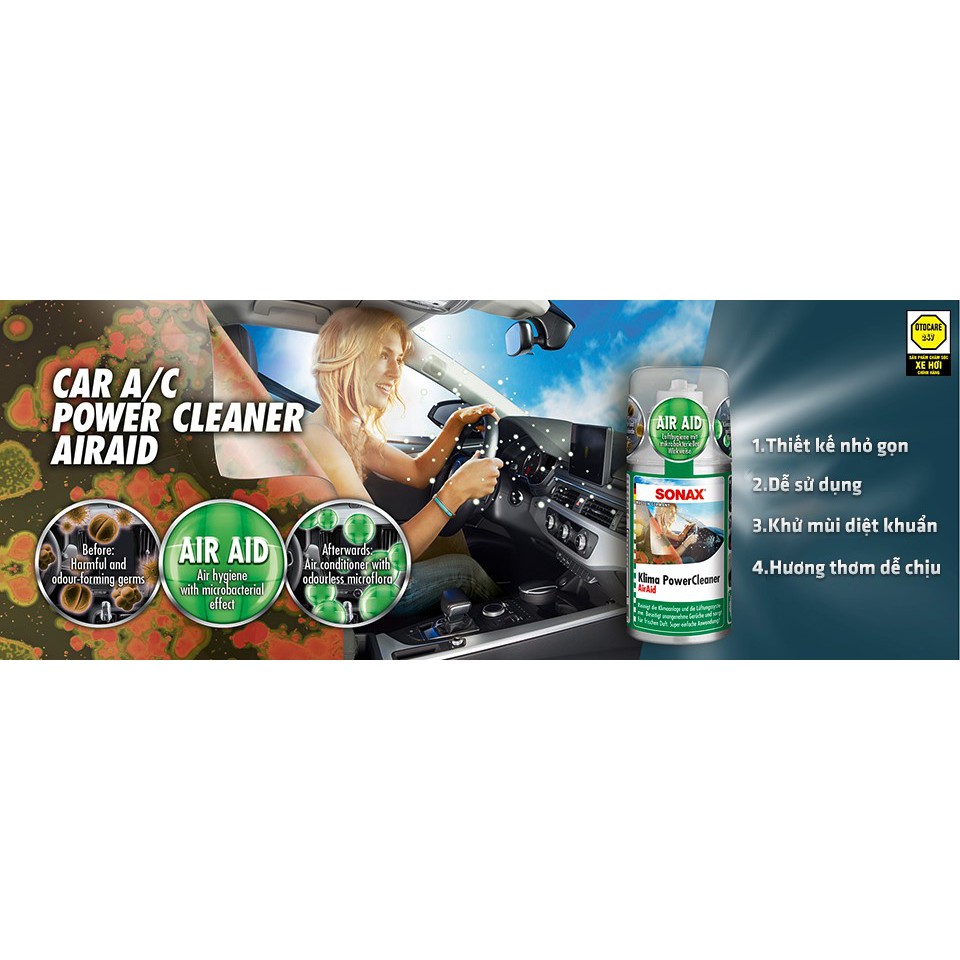 (TẶNG KHĂN LAU XE) SONAX KHỬ MÙI DIỆT KHUẨN DÀN LẠNH XE Ô TÔ ( SONAX CAR AC CLEANER)