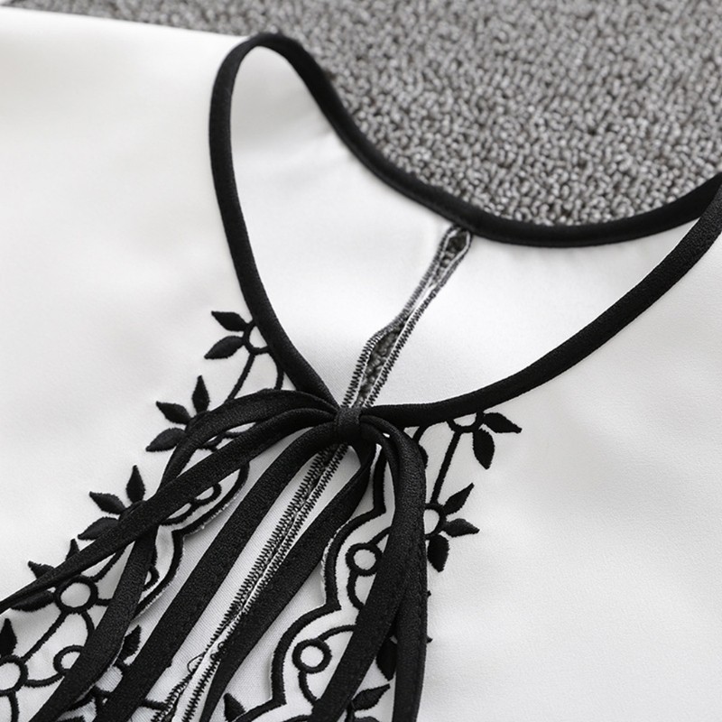 Cổ áo giả phối ren nơ hoa thời trang cao cấp độc đáo