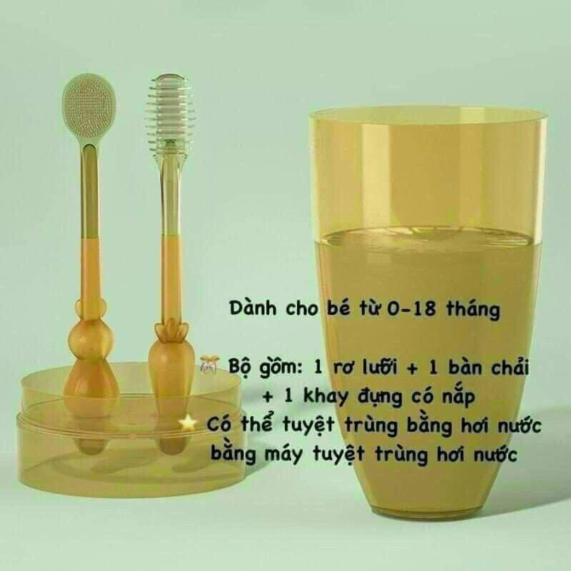 Bàn chải, rơ lưỡi silicone cao cấp cho bé từ 0-18m