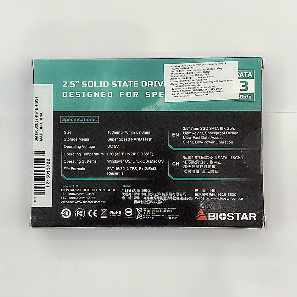 Ổ cứng SSD Biostar S100E 240GB Sata III