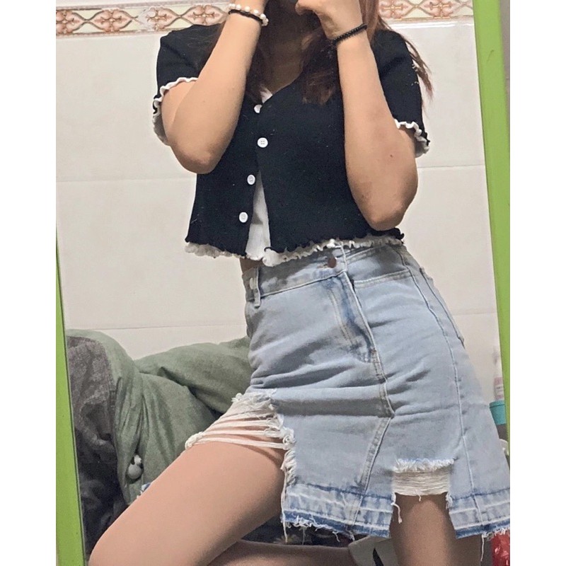 Chân váy jean ✅QUẢNG CHÂU✅chân váy denim nữ đẹp kiểu rách hotttend, hàng order taobao sẵn | BigBuy360 - bigbuy360.vn