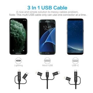CHOETECH 3 in1 Cáp sạc Lightning / Type C / Micro USB Multi Cable cho Iphone
